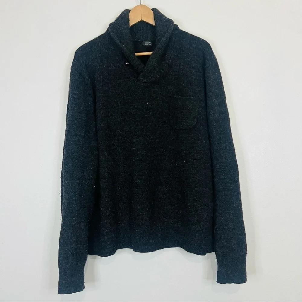 J. Crew Gray Merino Funnel Neck Pullover Sweatshirt XL